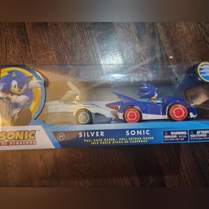 Sonic The  Hedgehog Pull Back Racer Set - Silver and Blue